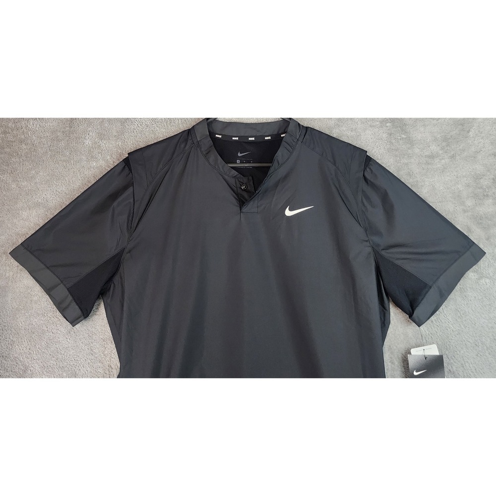 Nike Dri-FIT Cage Jacket Womens Medium Black Short Sleeve Golf Pullover Top - Picture 6 of 11